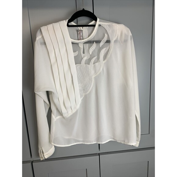 San Andre Tops - Vintage SAN ANDRE Blouse Women Large Career Halter Long Sleeve Chiffon‎ Career